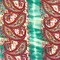 Teal-Red-Multi Striped Paisley Printed Rayon Stretch Jersey Knit Fabric By the Yard